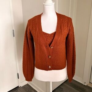 House of Harlow 1960 Burnt Orange Cardigan Sweater